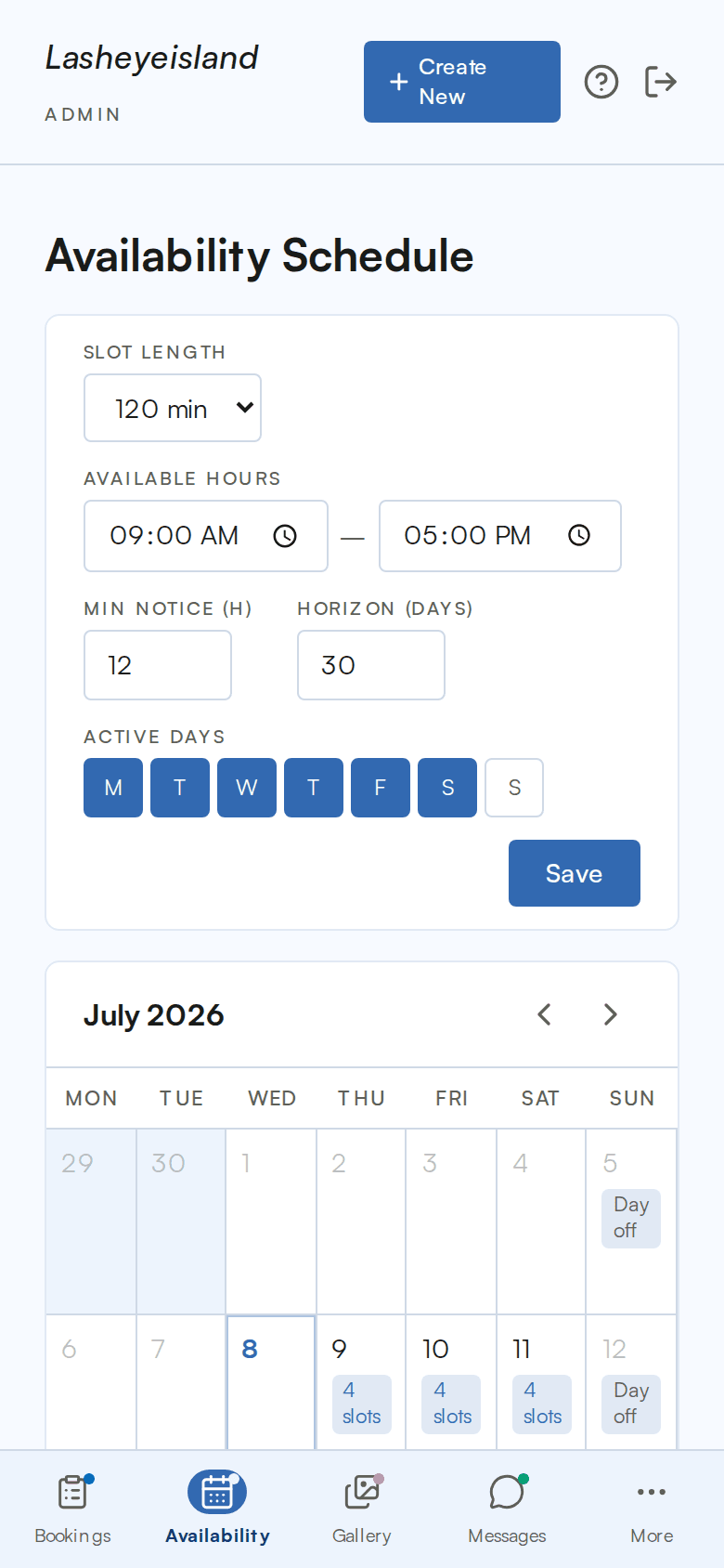 The same schedule, on a phone
